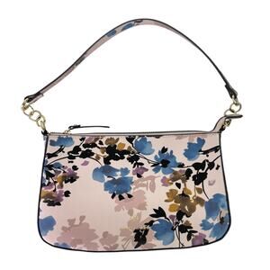 Nanette Lepore Floral Print Baguette Shoulder Bag Pink Blue Spring Small Purse